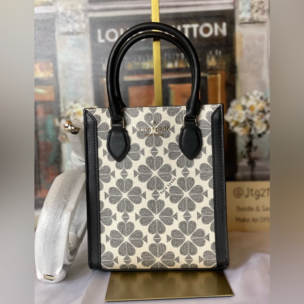 NWT Kate Spade Spade Flower Mini Tote + Cardholder Set | Black Multi - Picture 5 of 7